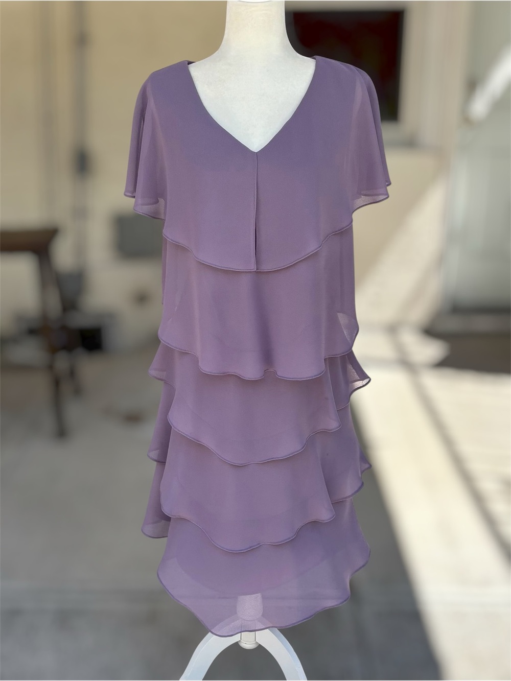Patra Purple Layered Chiffon Tiered Cocktail Dress Size 16 EUC - Picture 3 of 8